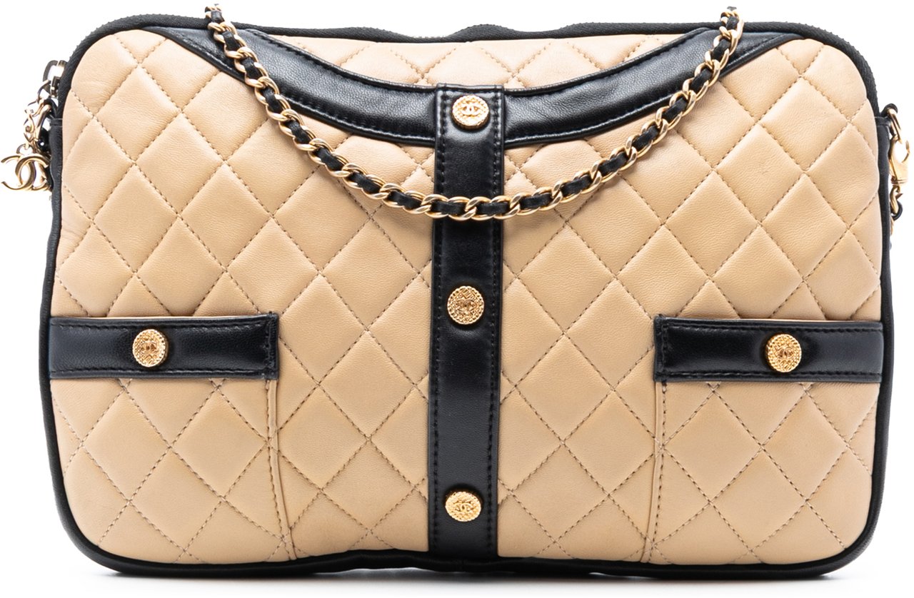 Chanel Small Quilted Lambskin Girl Clutch on Chain Bruin