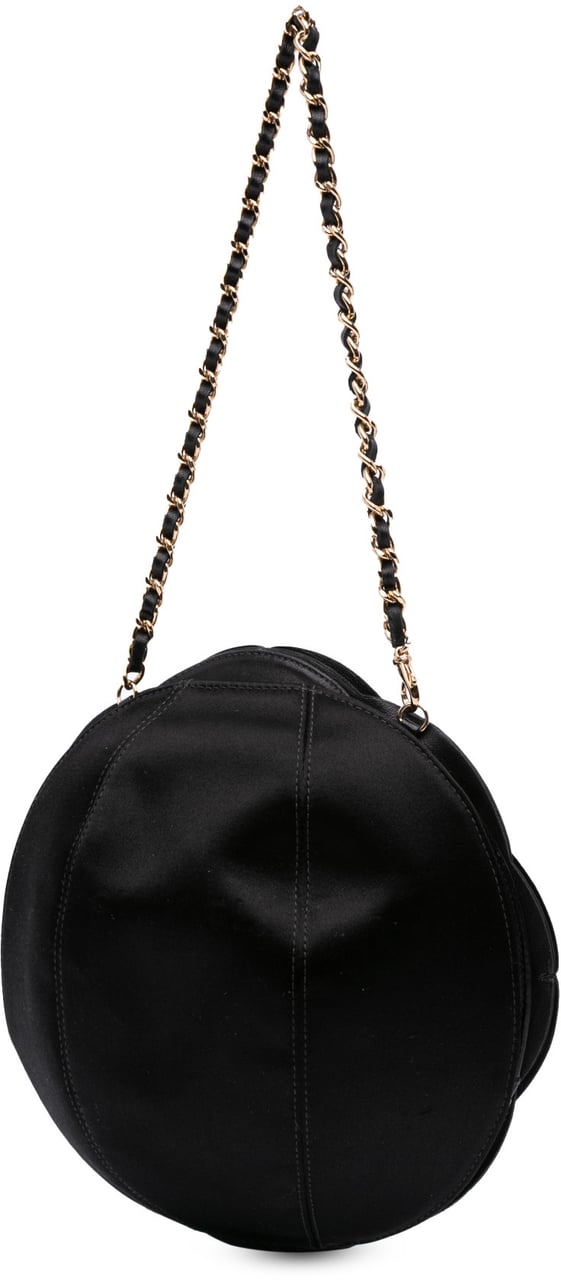 Chanel Lambskin and Satin Camellia Flower Evening Bag Zwart