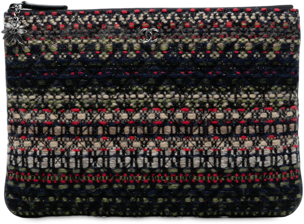 Chanel Quilted Tweed and Wool Cosmetic Pouch Blauw