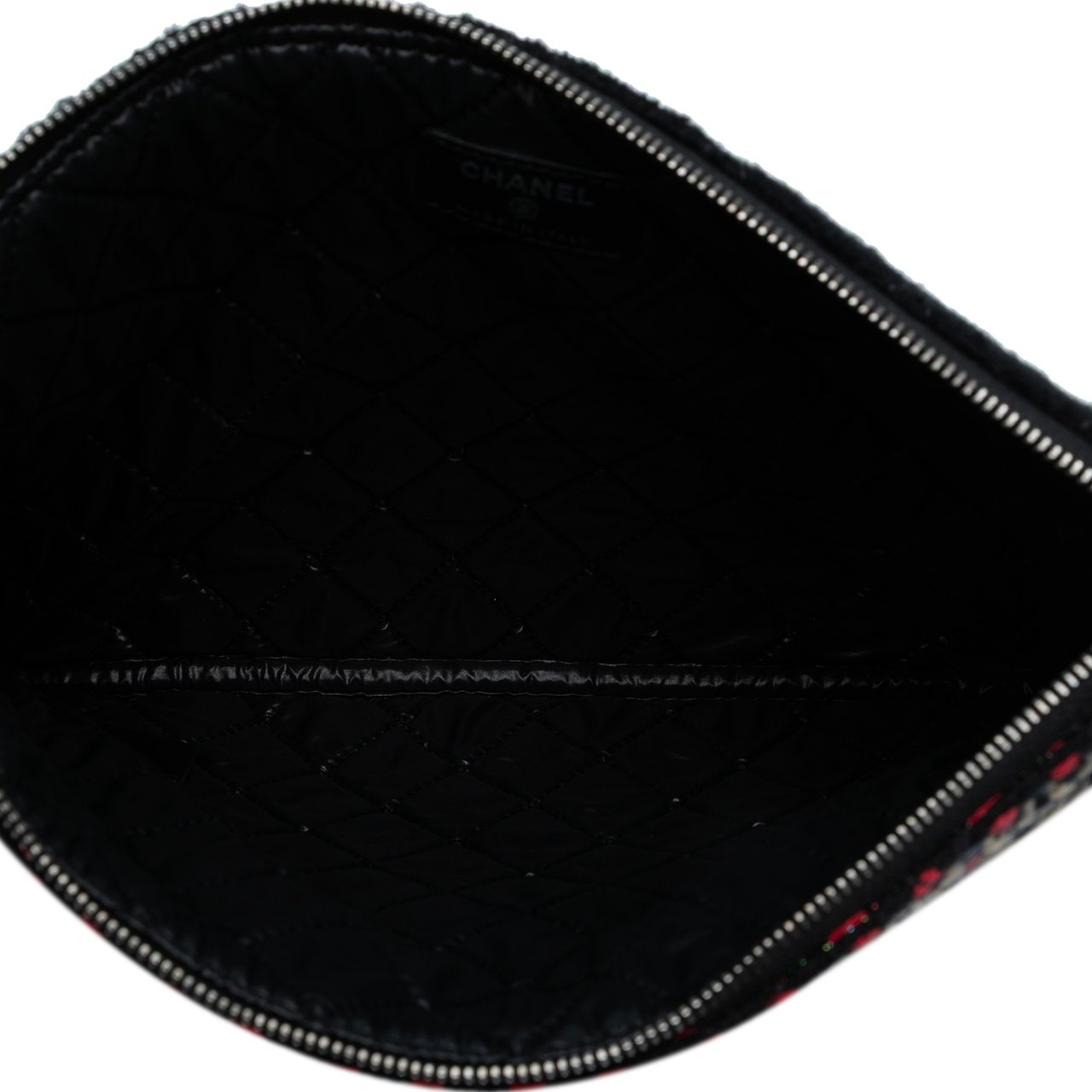 Chanel Quilted Tweed and Wool Cosmetic Pouch Blauw