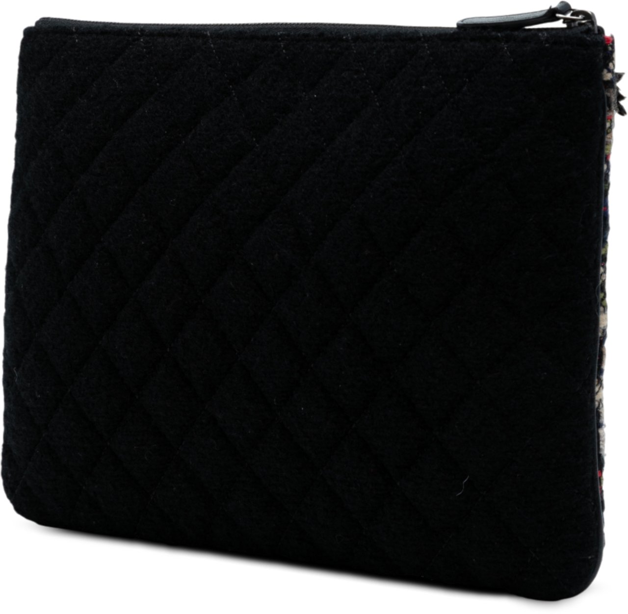 Chanel Quilted Tweed and Wool Cosmetic Pouch Blauw