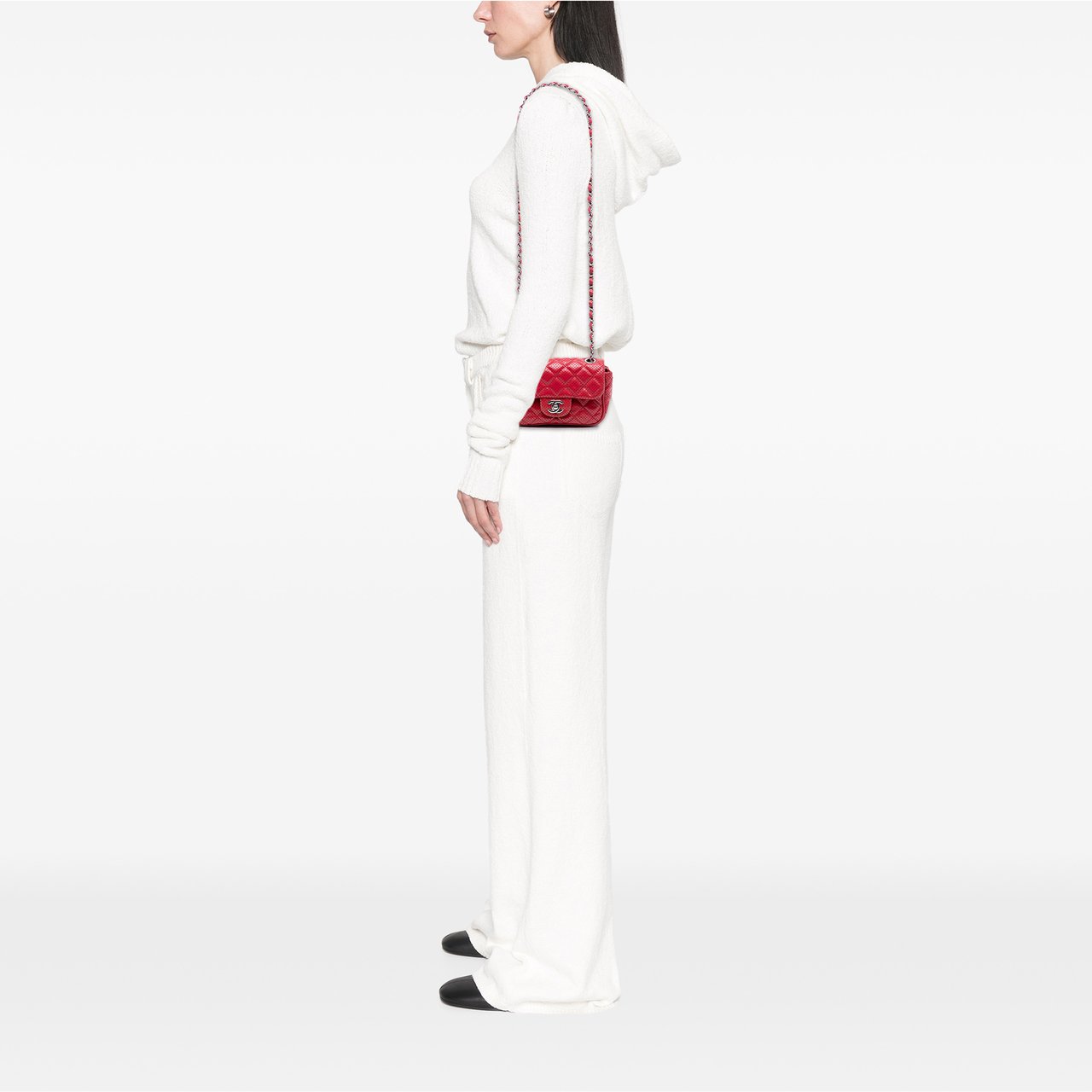 Chanel Mini Perforated Lambskin Punch Flap Rood