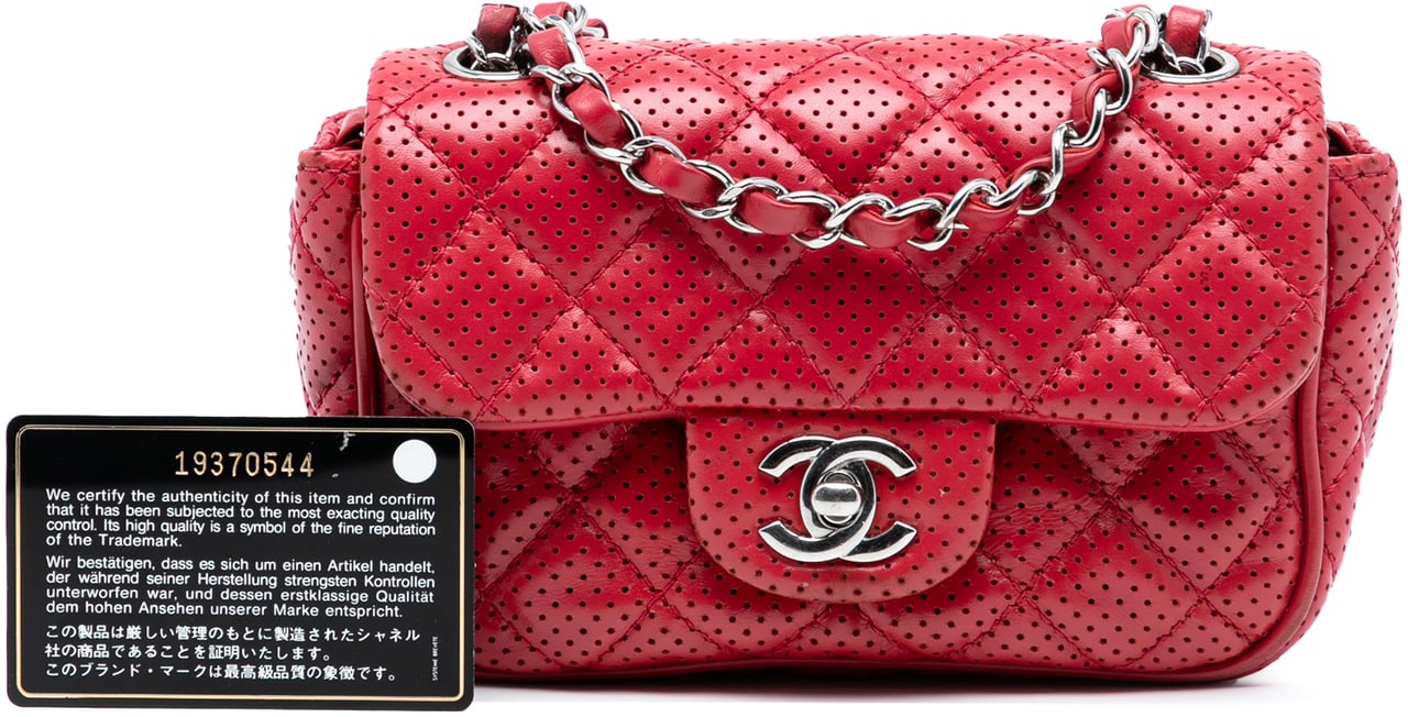 Chanel Mini Perforated Lambskin Punch Flap Rood