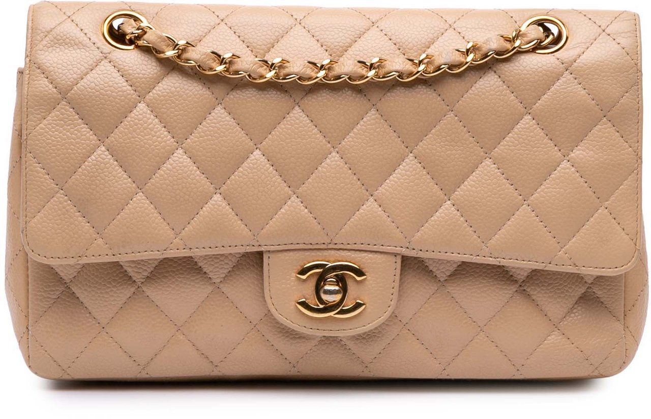 Chanel Medium Classic Caviar Double Flap Bruin