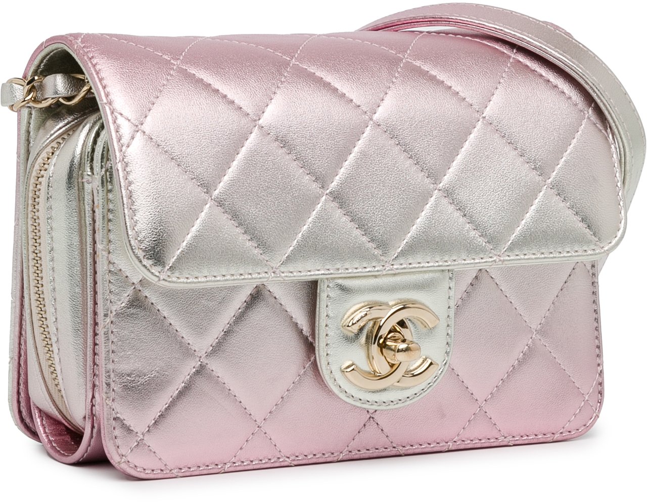 Chanel Mini Metallic Lambskin Like a Wallet Flap Roze