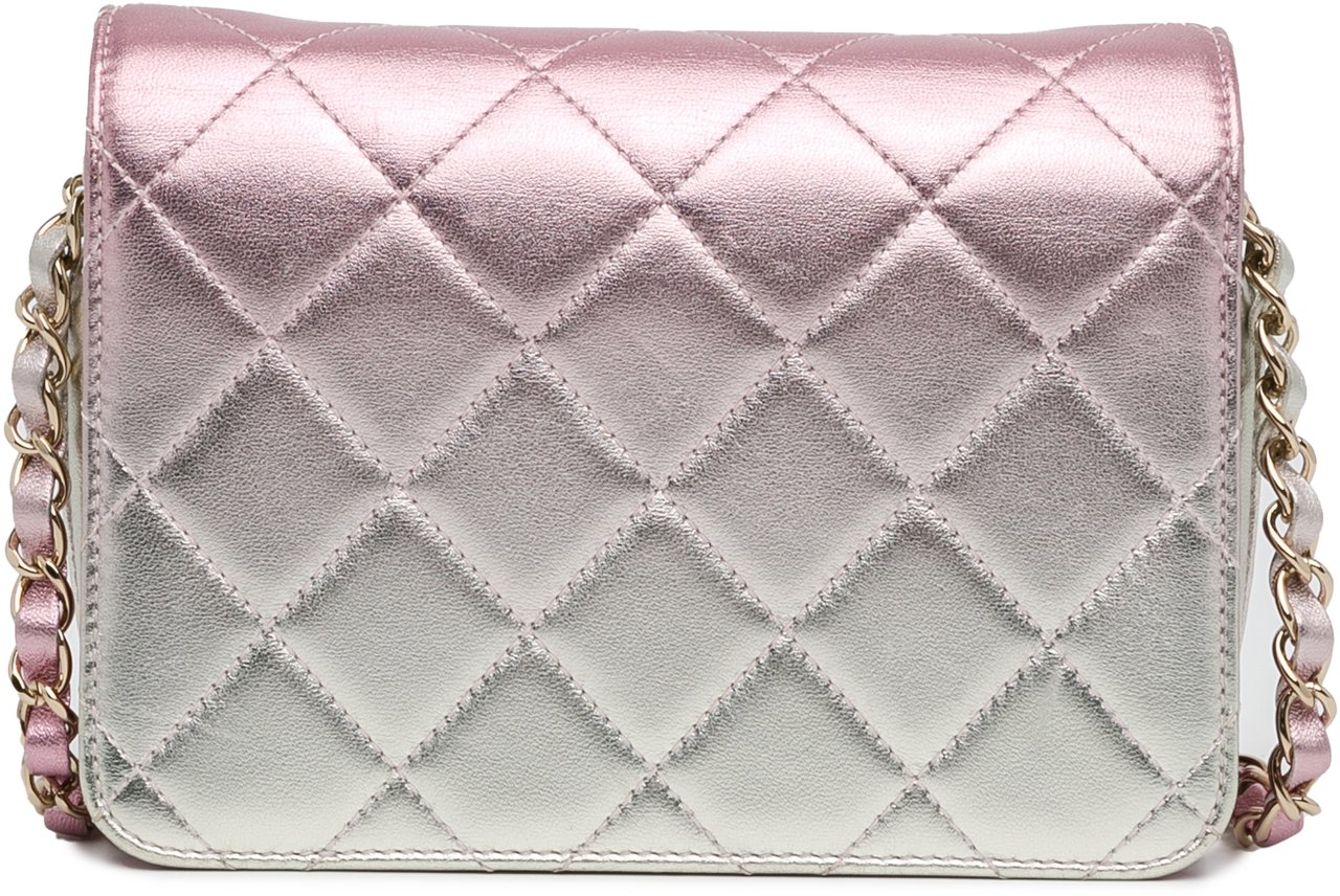 Chanel Mini Metallic Lambskin Like a Wallet Flap Roze