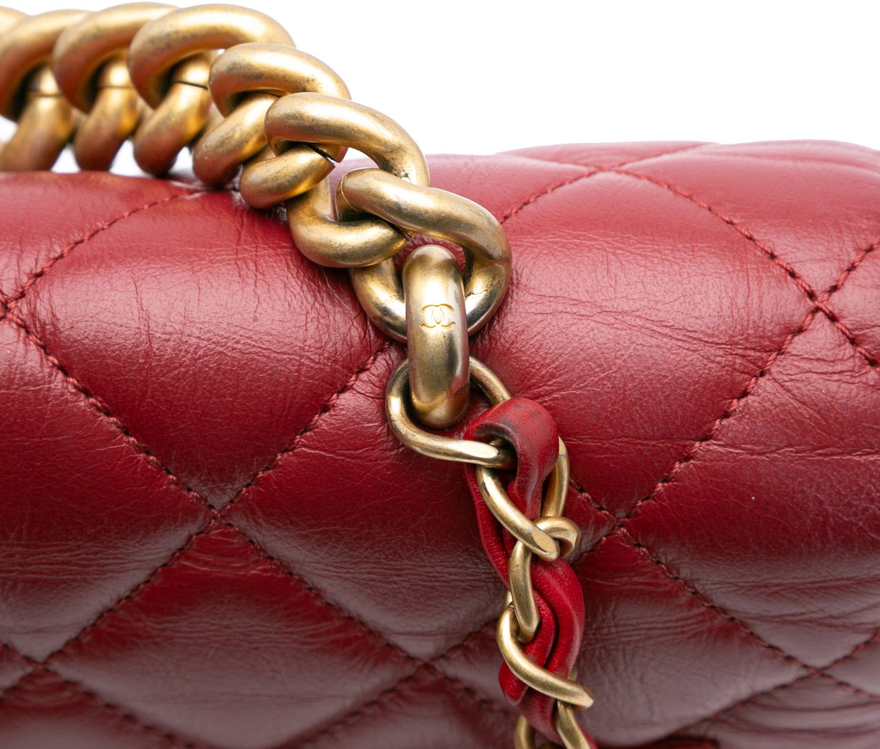 Chanel Small Quilted Calfskin and Caviar Chain Handle Flap Rood