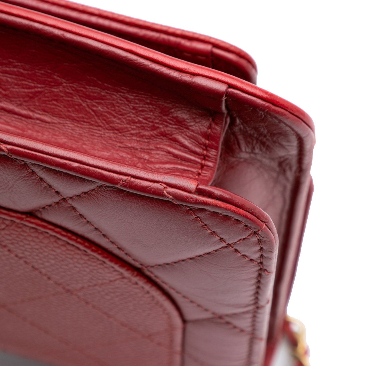 Chanel Small Quilted Calfskin and Caviar Chain Handle Flap Rood