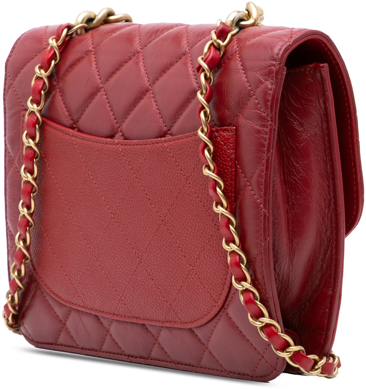 Chanel Small Quilted Calfskin and Caviar Chain Handle Flap Rood