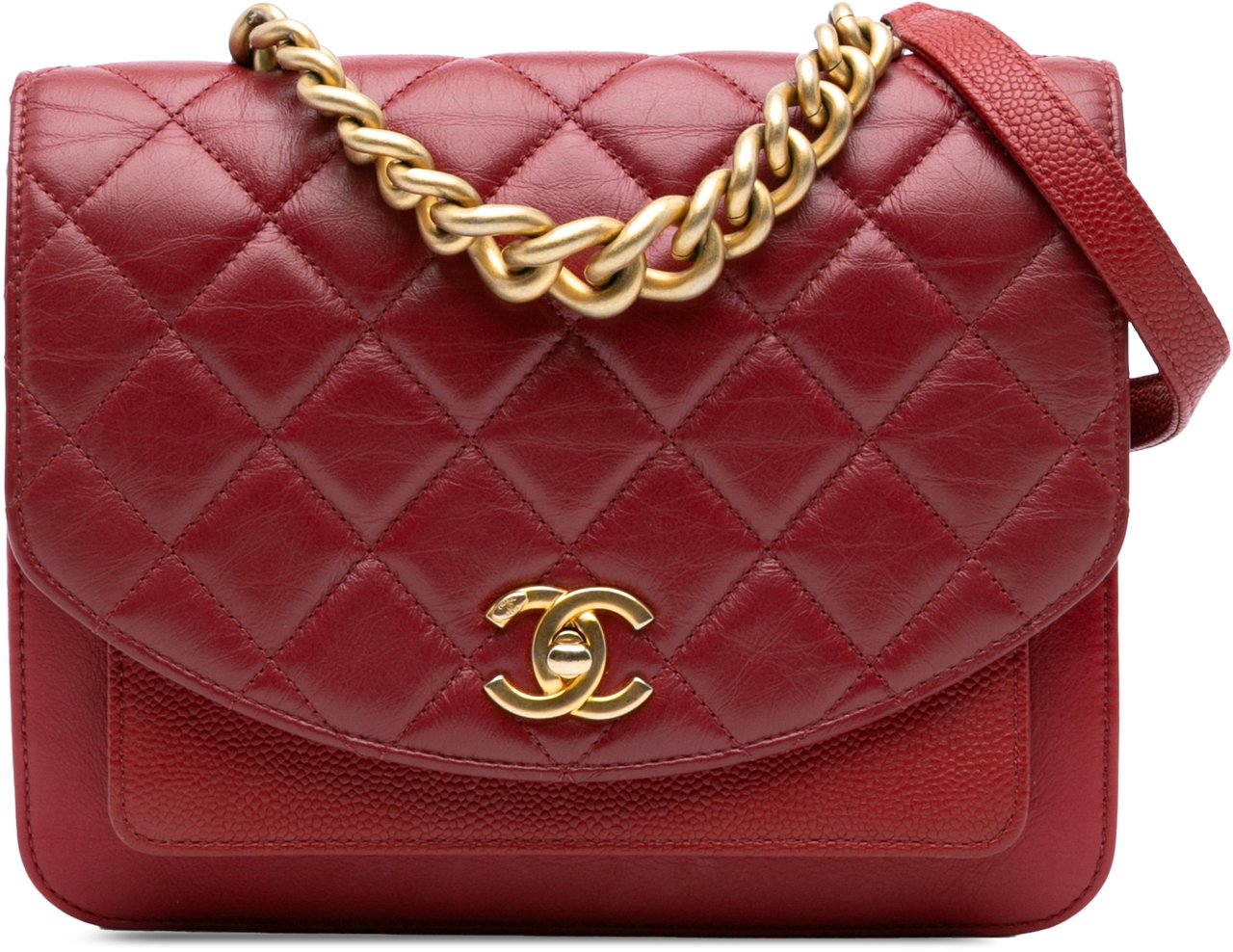 Chanel Small Quilted Calfskin and Caviar Chain Handle Flap Rood