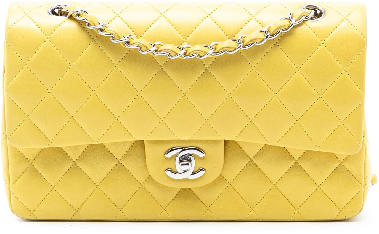 Chanel Medium Classic Lambskin Double Flap Geel