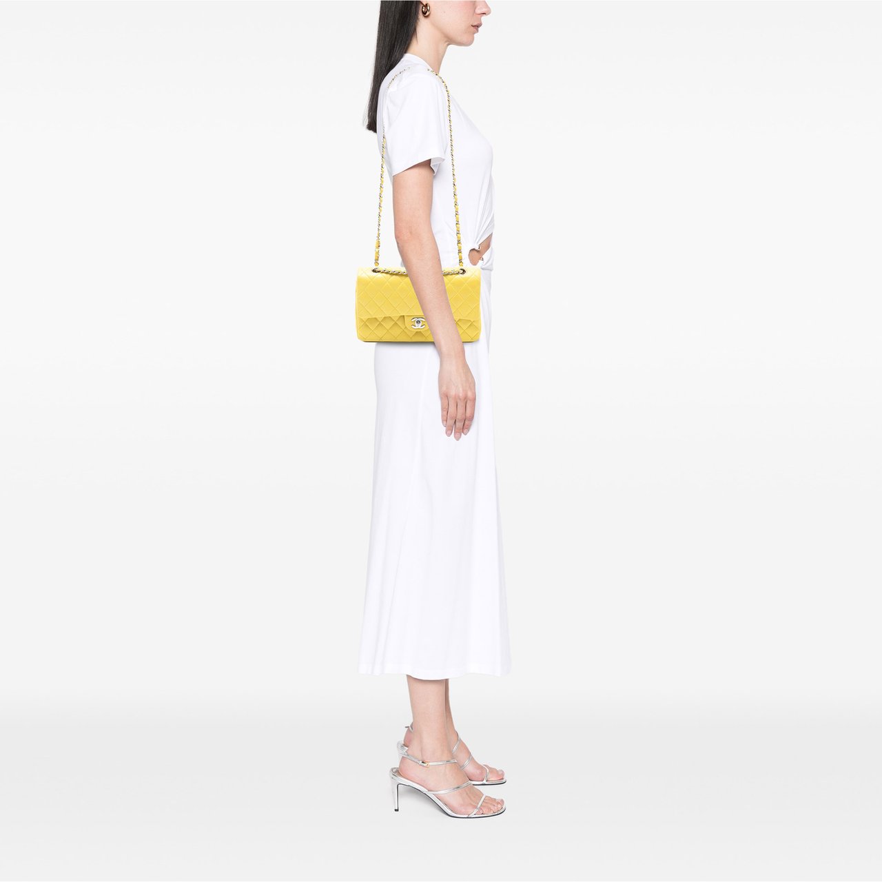 Chanel Medium Classic Lambskin Double Flap Geel