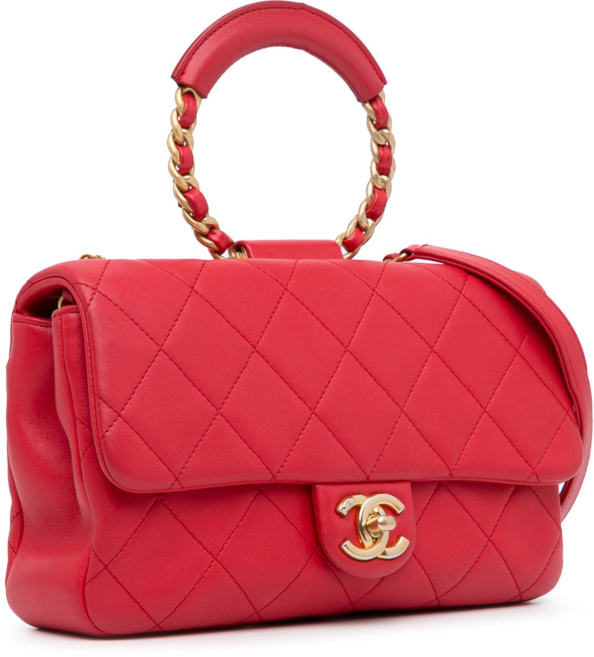 Chanel Medium Lambskin In The Loop Flap Rood