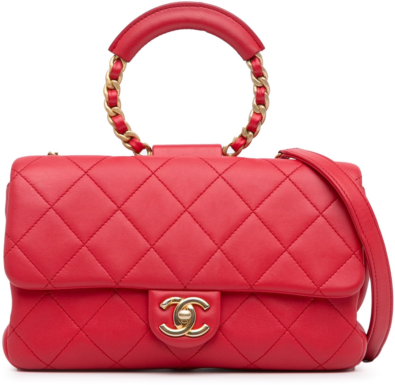 Chanel Medium Lambskin In The Loop Flap Rood