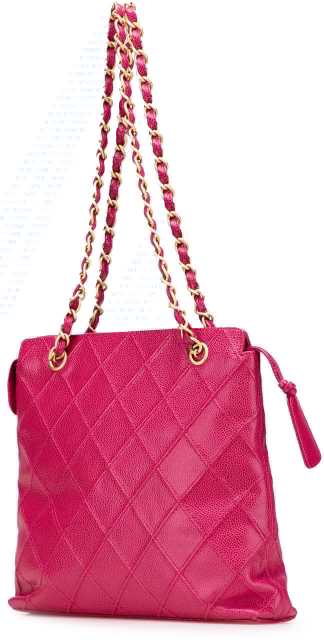 Chanel CC Quilted Caviar Chain Tote Roze