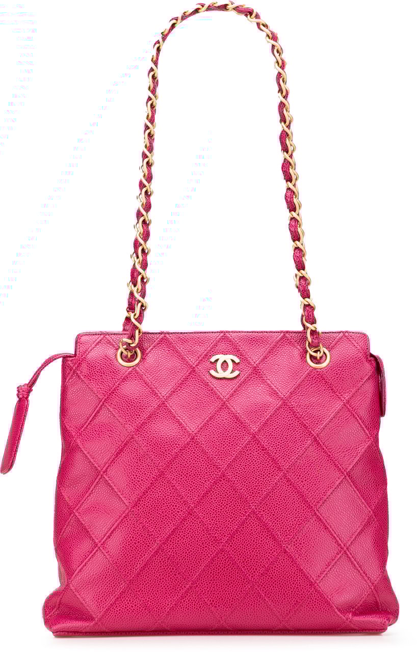 Chanel CC Quilted Caviar Chain Tote Roze