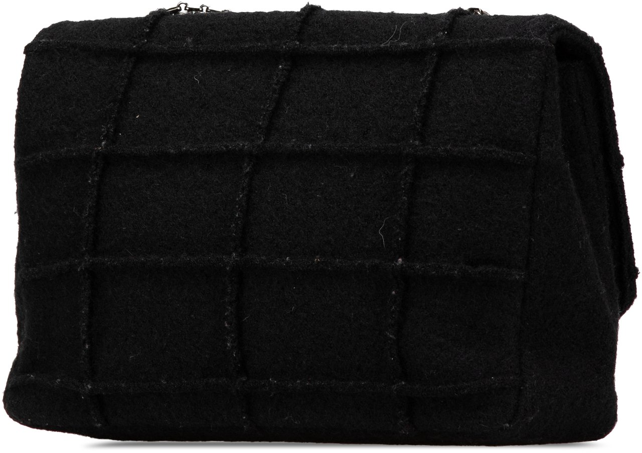 Chanel Jumbo Reissue 2.55 Choco Bar Wool Felt Identification Flap Zwart