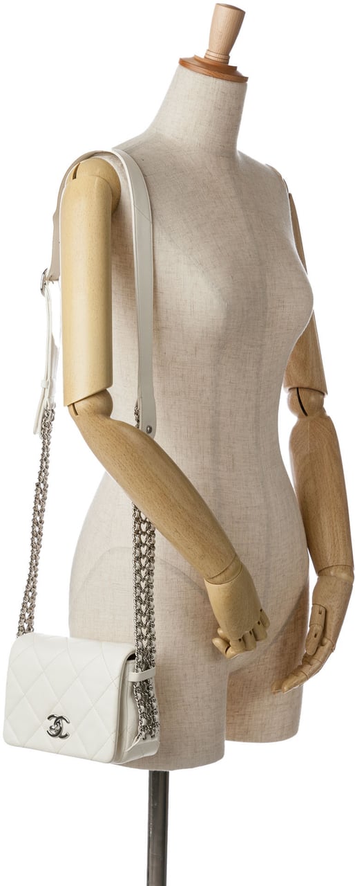 Chanel Mini Quilted Lambskin Chain Rows Flap Wit