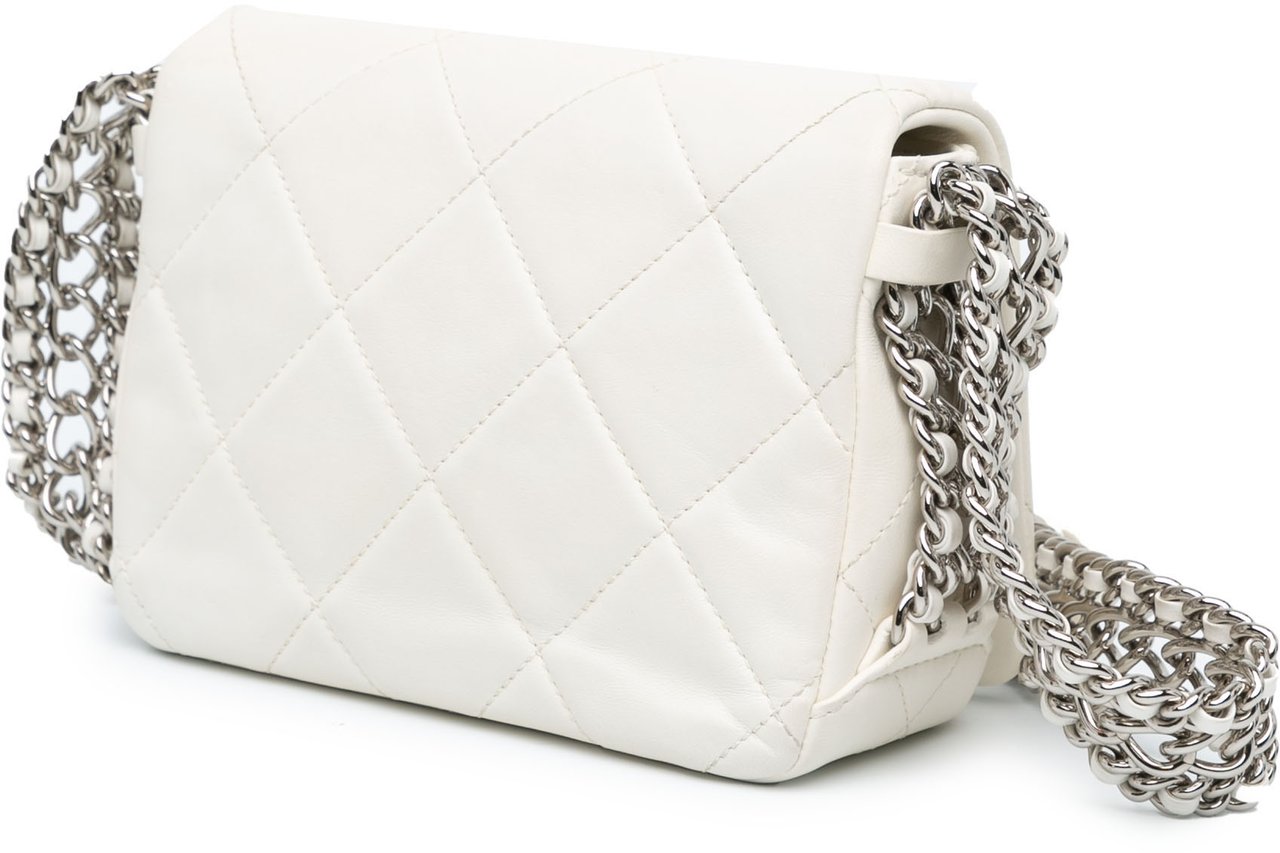 Chanel Mini Quilted Lambskin Chain Rows Flap Wit