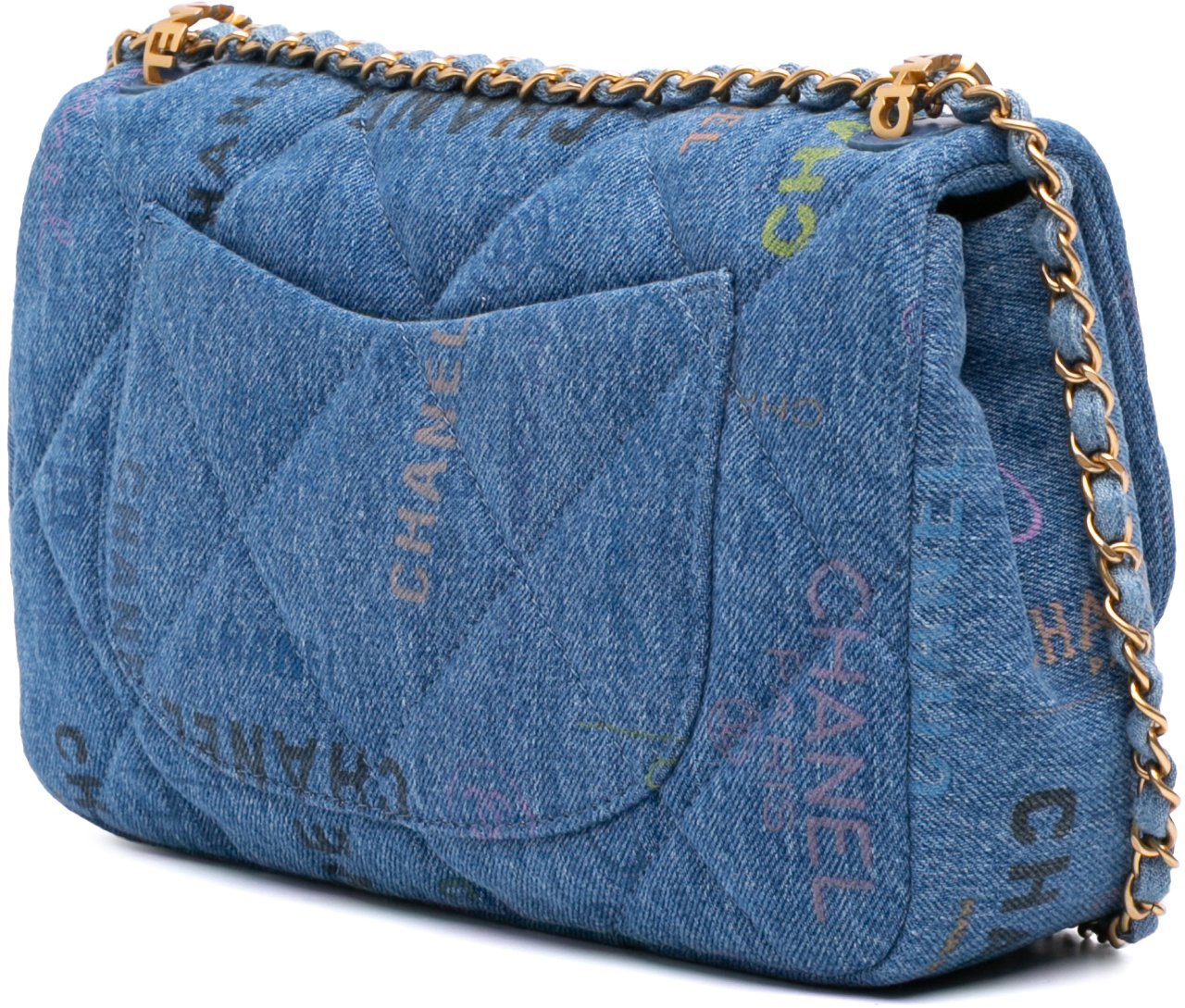 Chanel Medium Quilted Denim Mood Flap Blauw