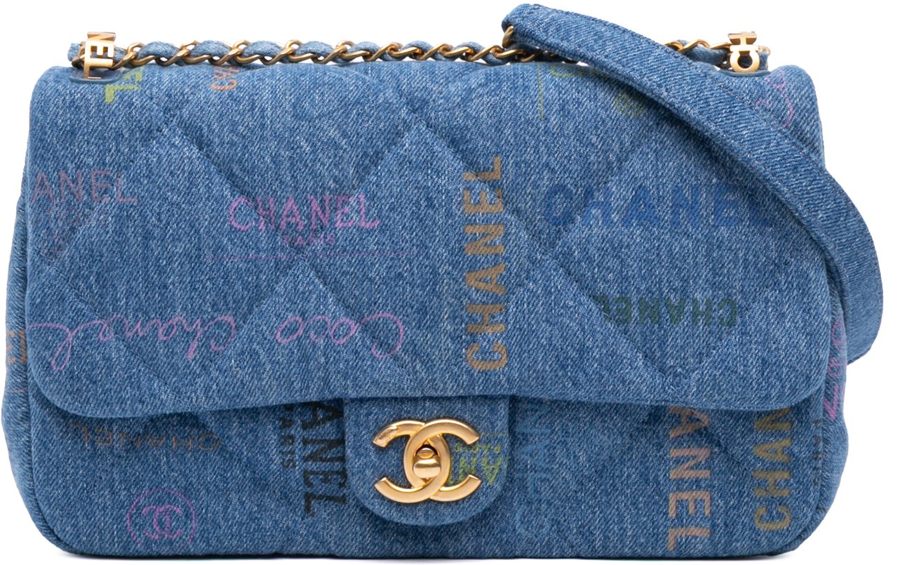 Chanel Medium Quilted Denim Mood Flap Blauw