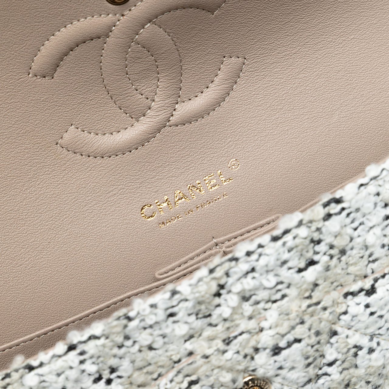 Chanel Medium Classic Tweed Double Flap Wit