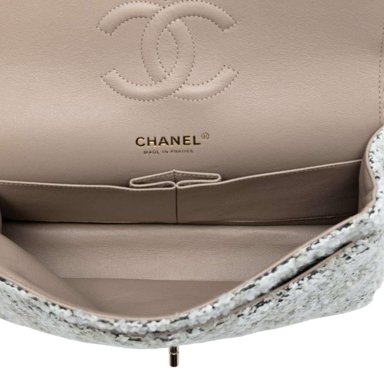 Chanel Medium Classic Tweed Double Flap Wit