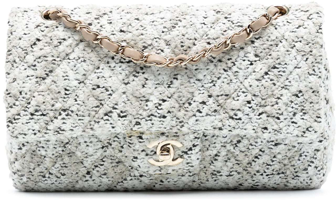 Chanel Medium Classic Tweed Double Flap Wit