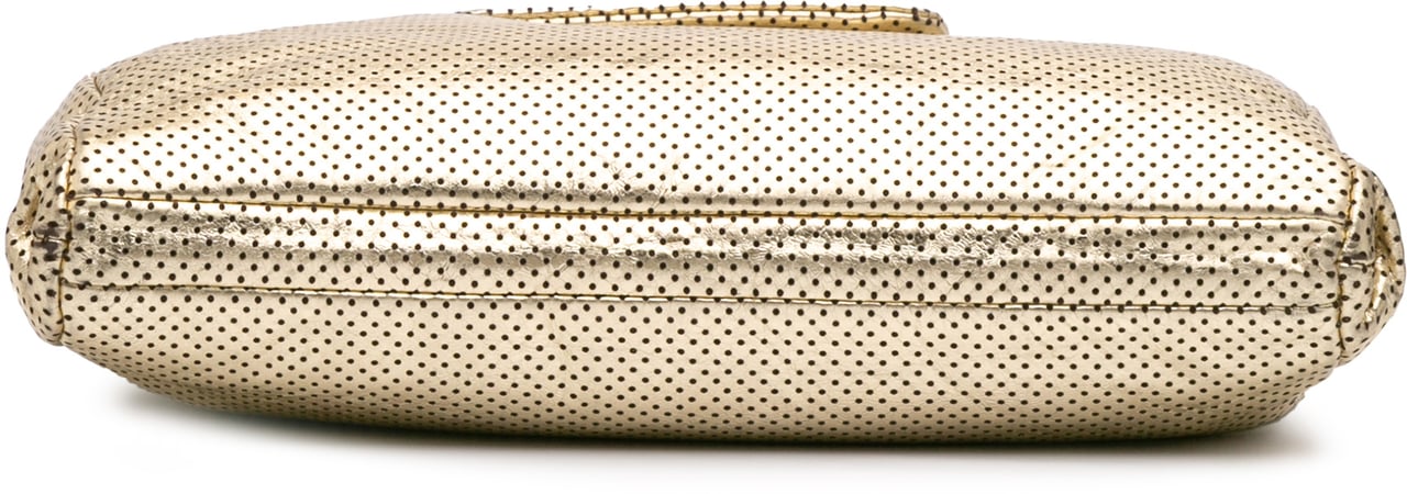 Chanel Perforated Crackled Metallic Calfskin Drill Tote Goud