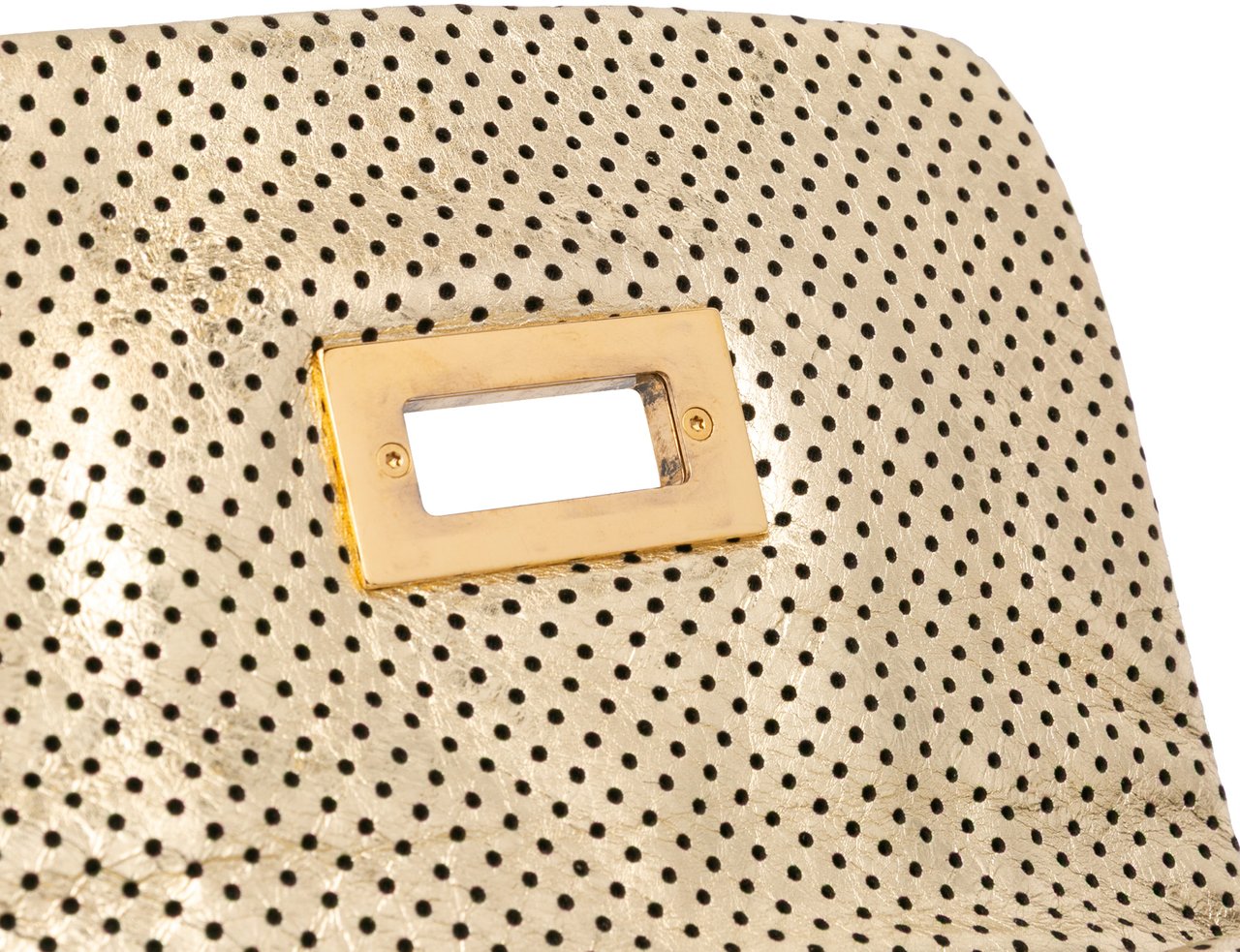 Chanel Perforated Crackled Metallic Calfskin Drill Tote Goud