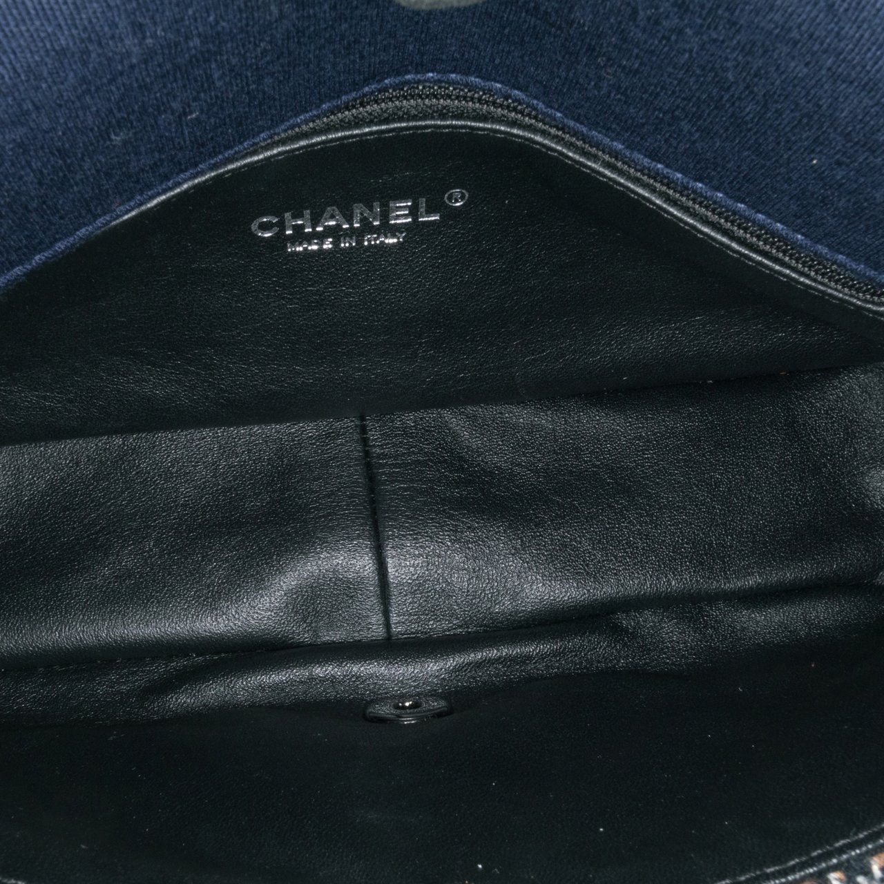 Chanel Small Jersey Tweed Flap Blauw