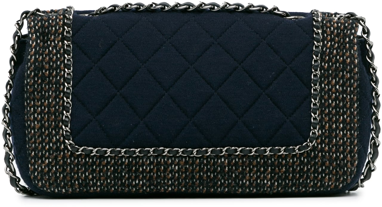 Chanel Small Jersey Tweed Flap Blauw