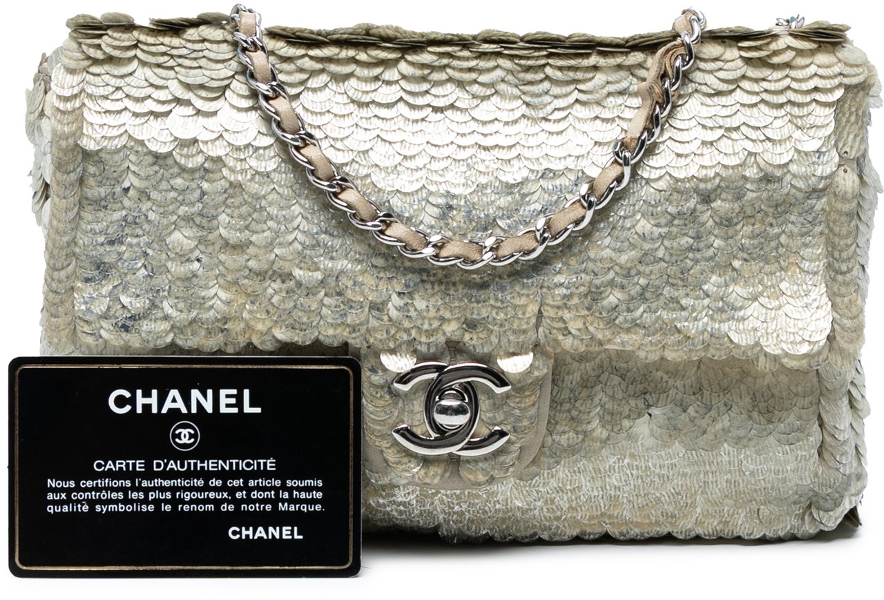 Chanel Small Paillettes Sequin Single Flap Bruin