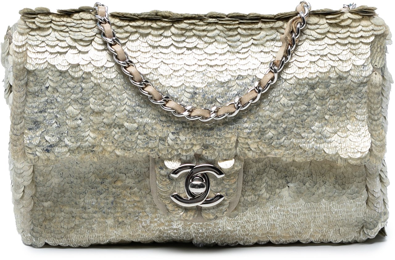 Chanel Small Paillettes Sequin Single Flap Bruin