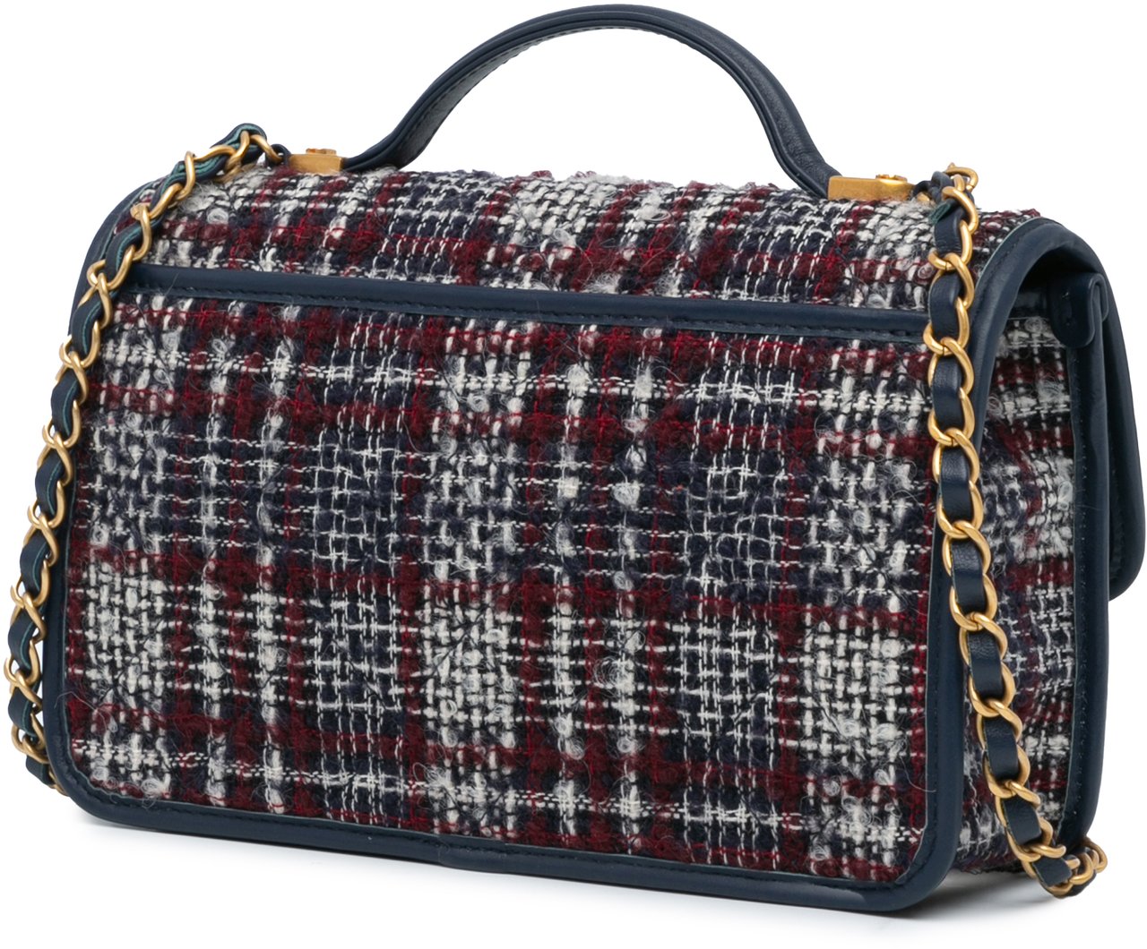 Chanel Small Tweed School Memory Top Handle Flap Blauw