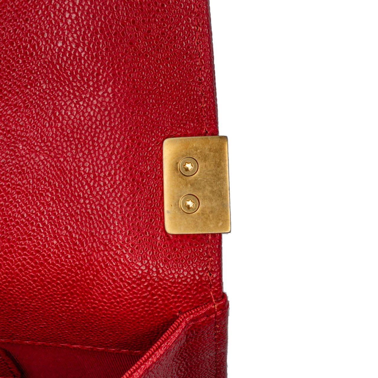 Chanel Quilted Caviar North South Boy Flap Rood