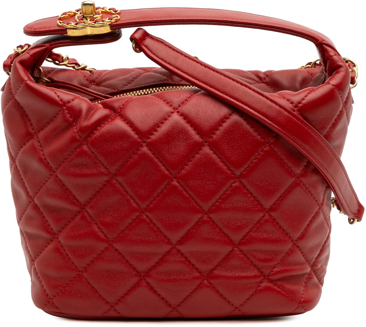 Chanel Small Quilted Lambskin Perfect Meeting Hobo Rood