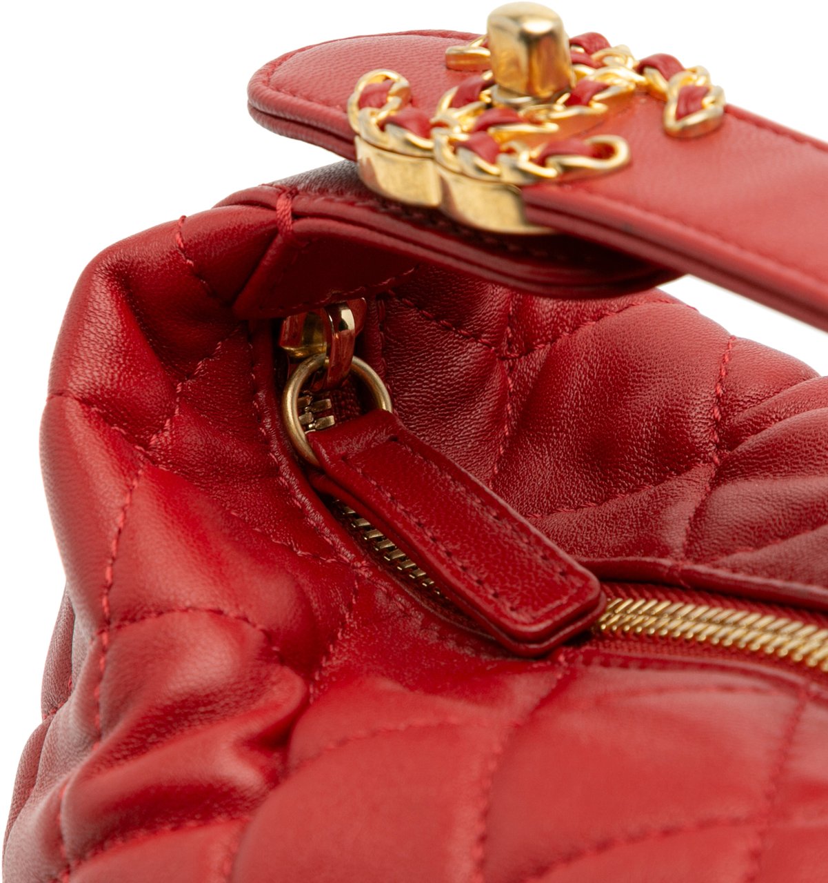 Chanel Small Quilted Lambskin Perfect Meeting Hobo Rood