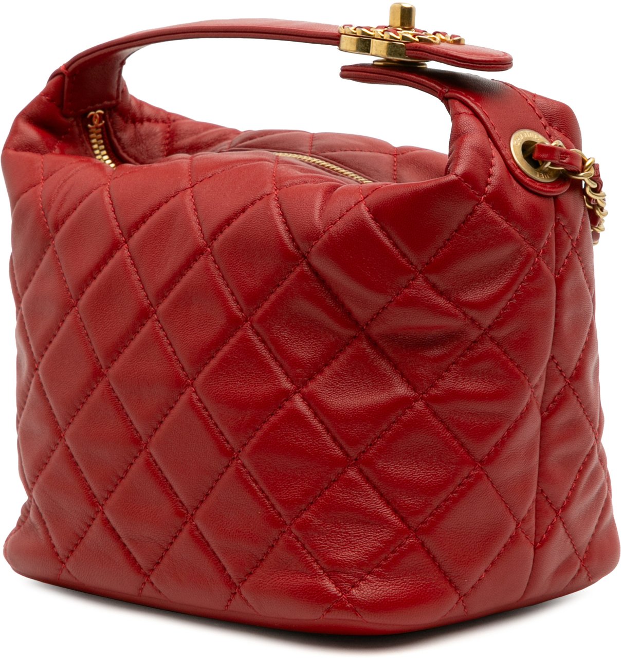 Chanel Small Quilted Lambskin Perfect Meeting Hobo Rood