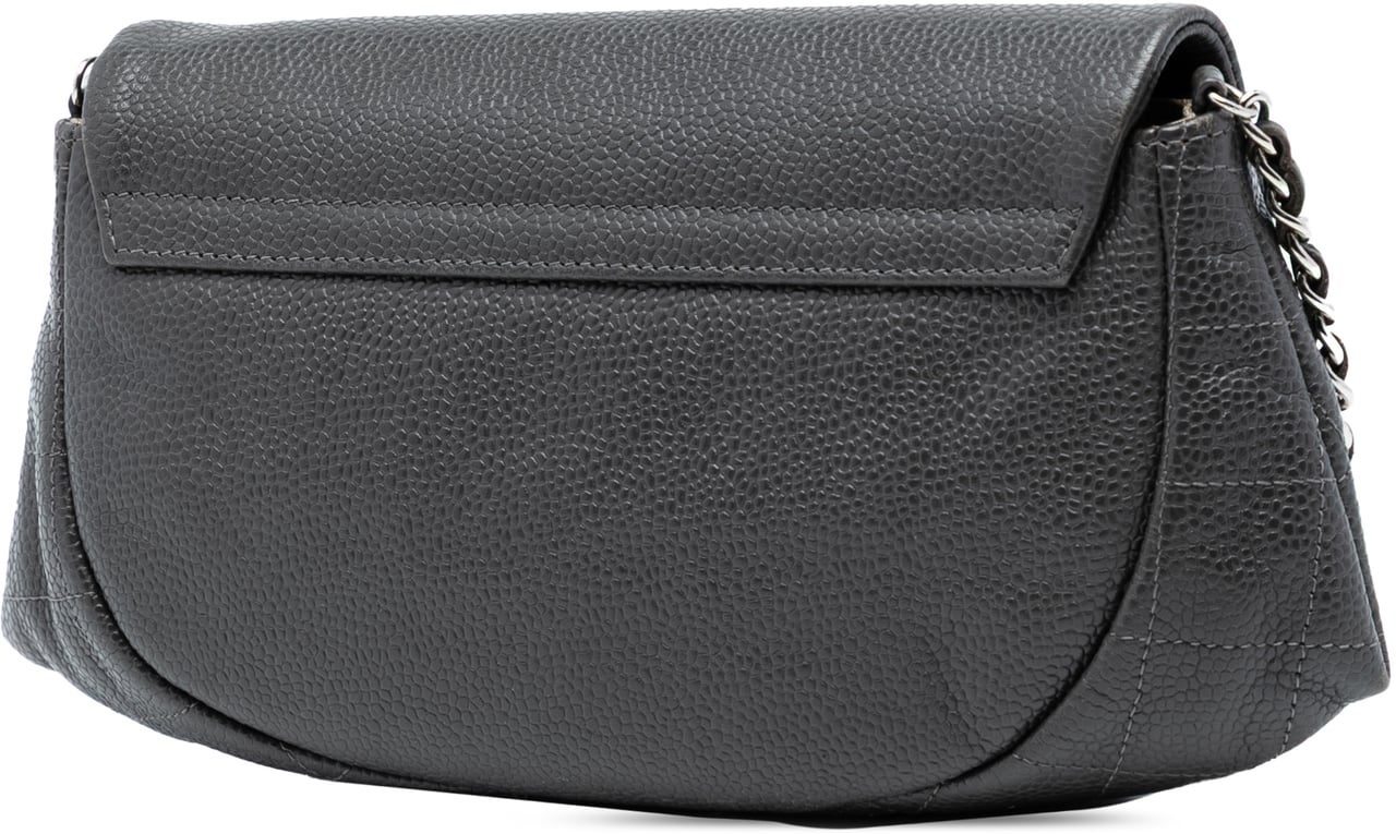 Chanel CC Caviar Half Moon Wallet on Chain Grijs