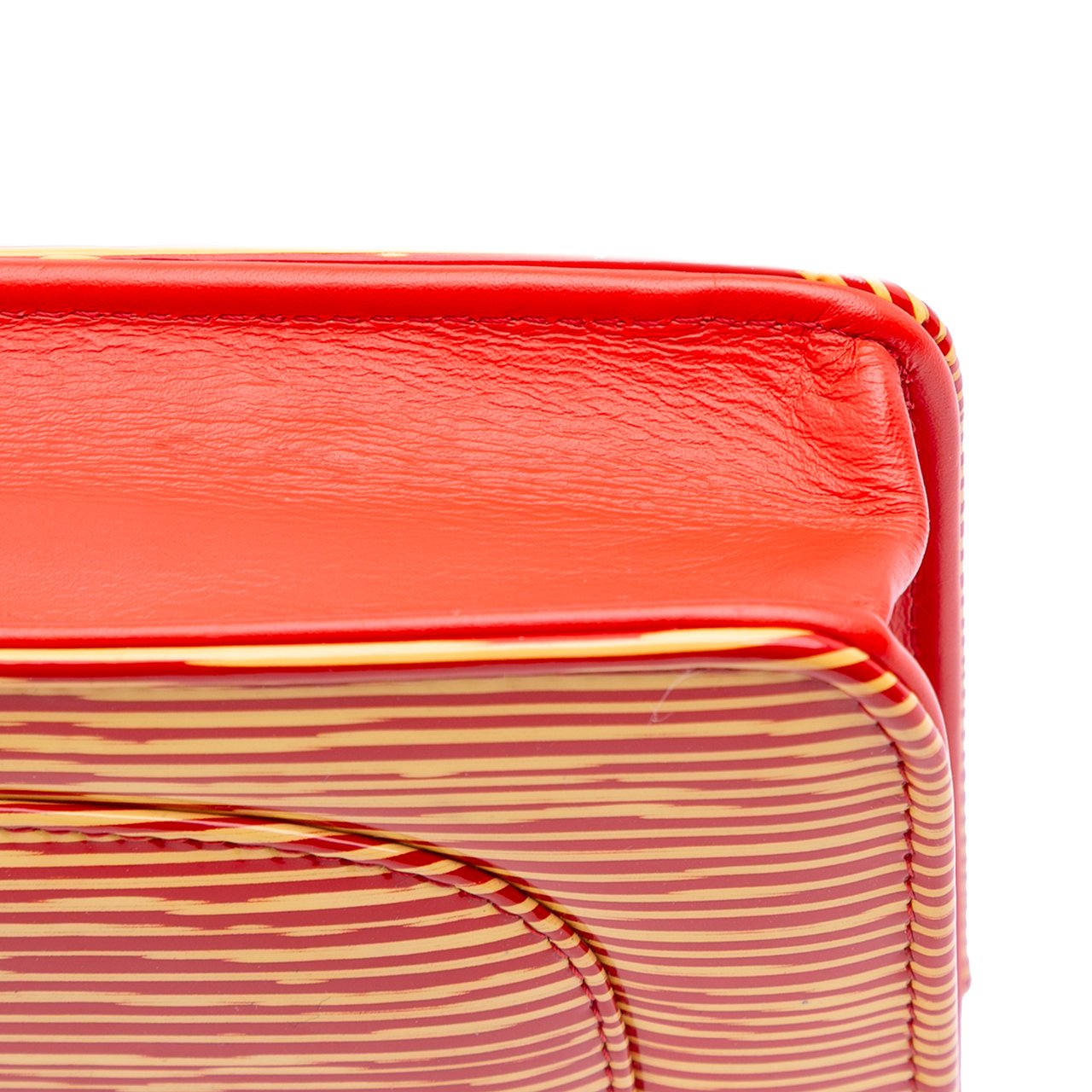 Chanel Patent Striped Wallet On Chain Oranje