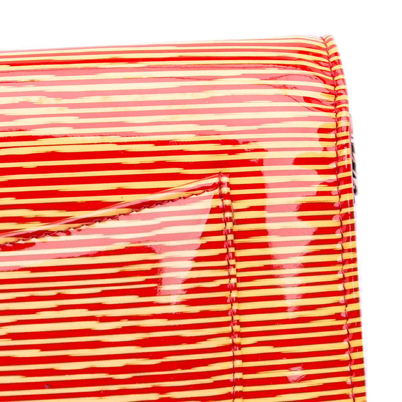 Chanel Patent Striped Wallet On Chain Oranje