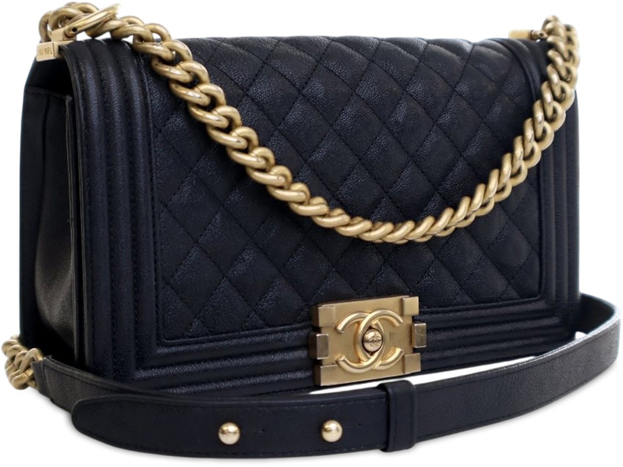 Chanel Old Medium Quilted Caviar Boy Flap Blauw