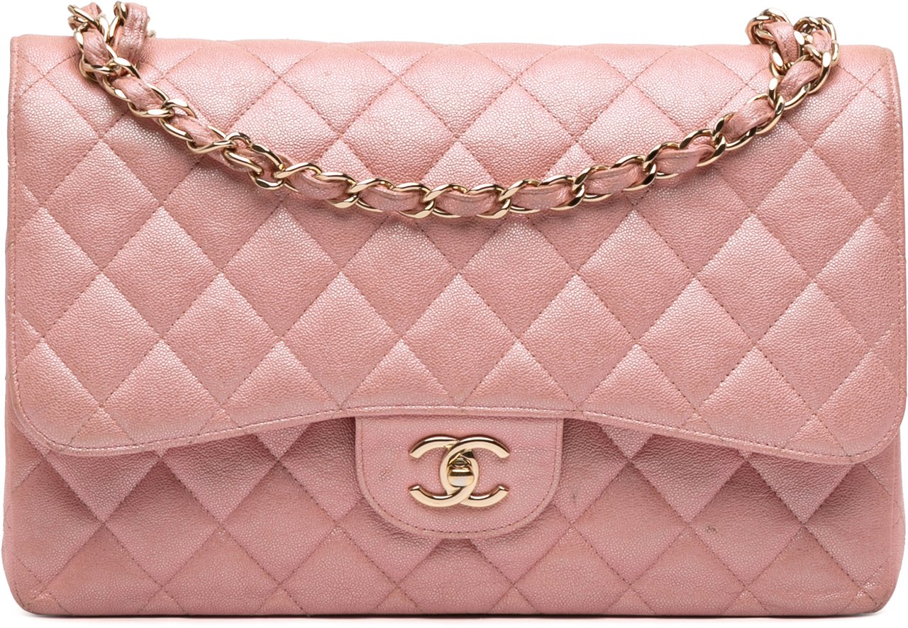 Chanel Jumbo Classic Iridescent Caviar Double Flap Roze