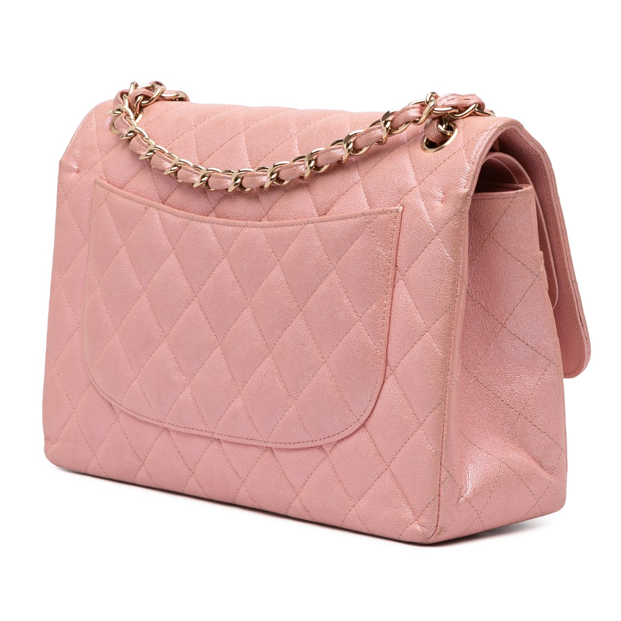 Chanel Jumbo Classic Iridescent Caviar Double Flap Roze