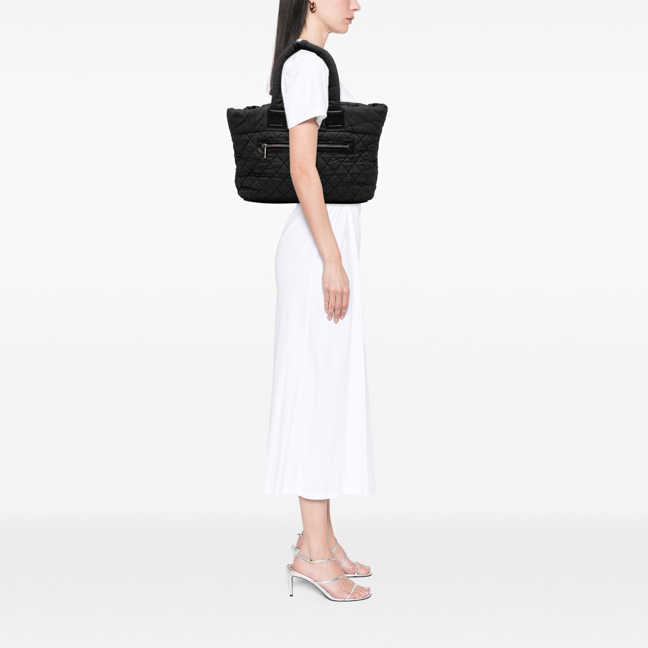 Chanel Large Quilted Denim Coco Cocoon Tote Zwart