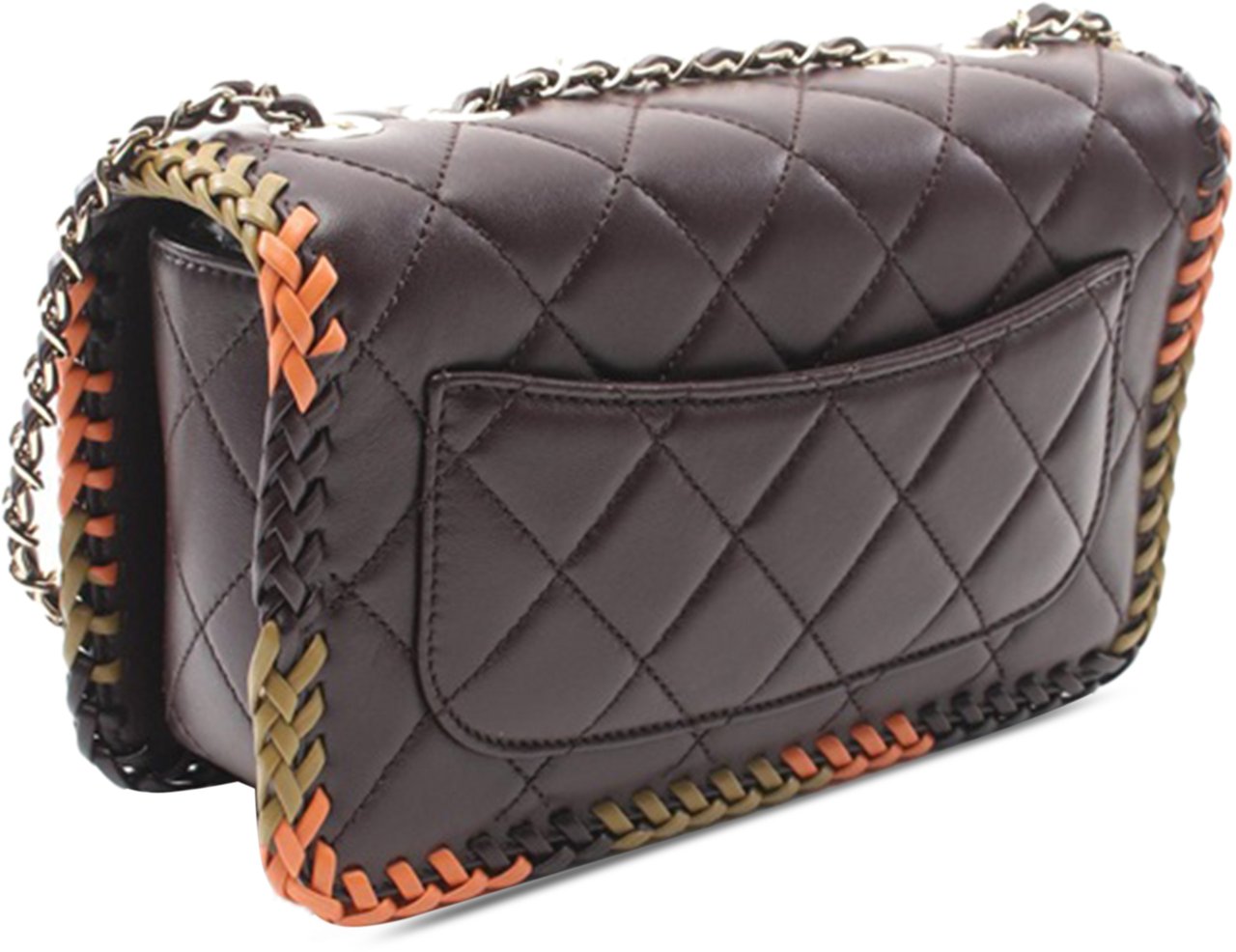 Chanel Medium Quilted Lambskin Whipstitch Flap Bruin