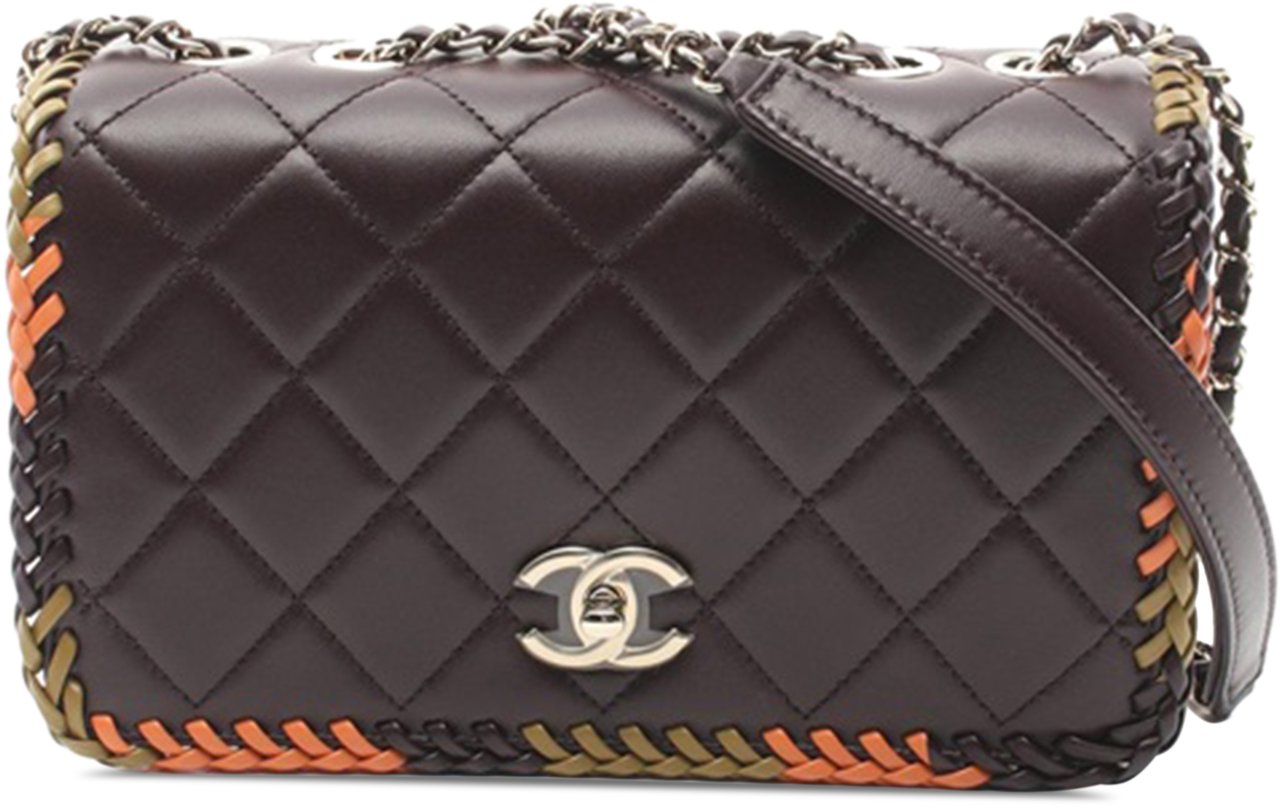 Chanel Medium Quilted Lambskin Whipstitch Flap Bruin