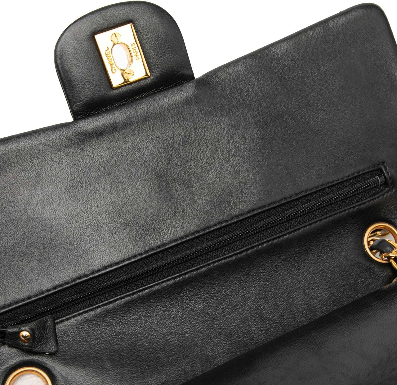 Chanel Medium Classic Lambskin Double Flap Zwart