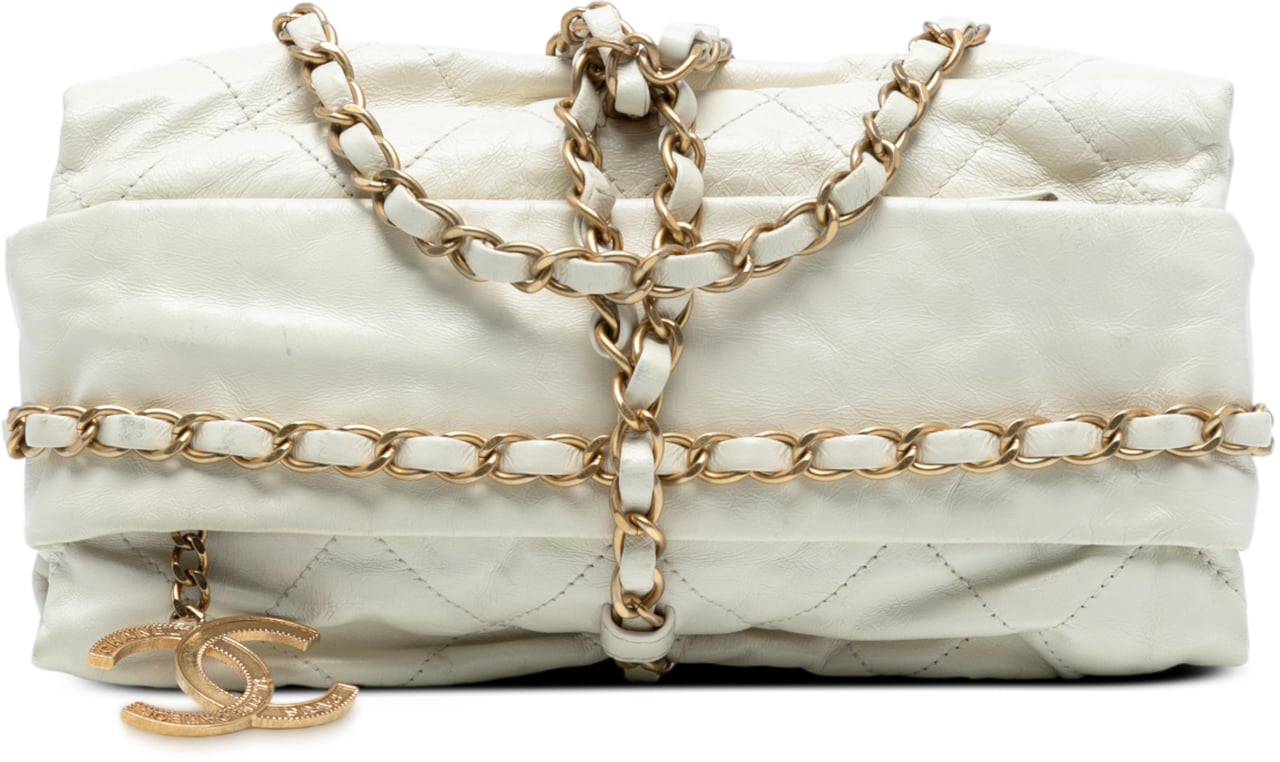 Chanel Quilted Calfskin Midnight Swim Baluchon Bag Wit